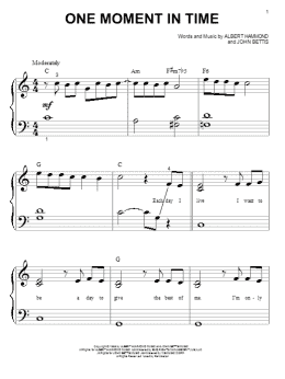 page one of One Moment In Time (Big Note Piano)