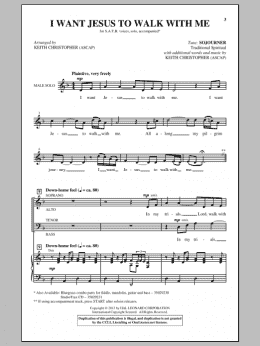 page one of I Want Jesus To Walk With Me (SATB Choir)