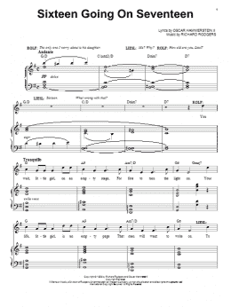 page one of Sixteen Going On Seventeen (Piano & Vocal)