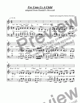 page one of For Unto Us a Child (adapted from Handel's Messiah)