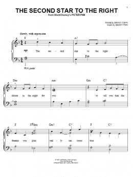 page one of The Second Star To The Right (from Peter Pan) (Easy Piano)