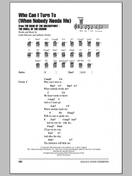 page one of Who Can I Turn To (When Nobody Needs Me) (Ukulele Chords/Lyrics)