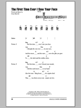 page one of The First Time Ever I Saw Your Face (Ukulele Chords/Lyrics)