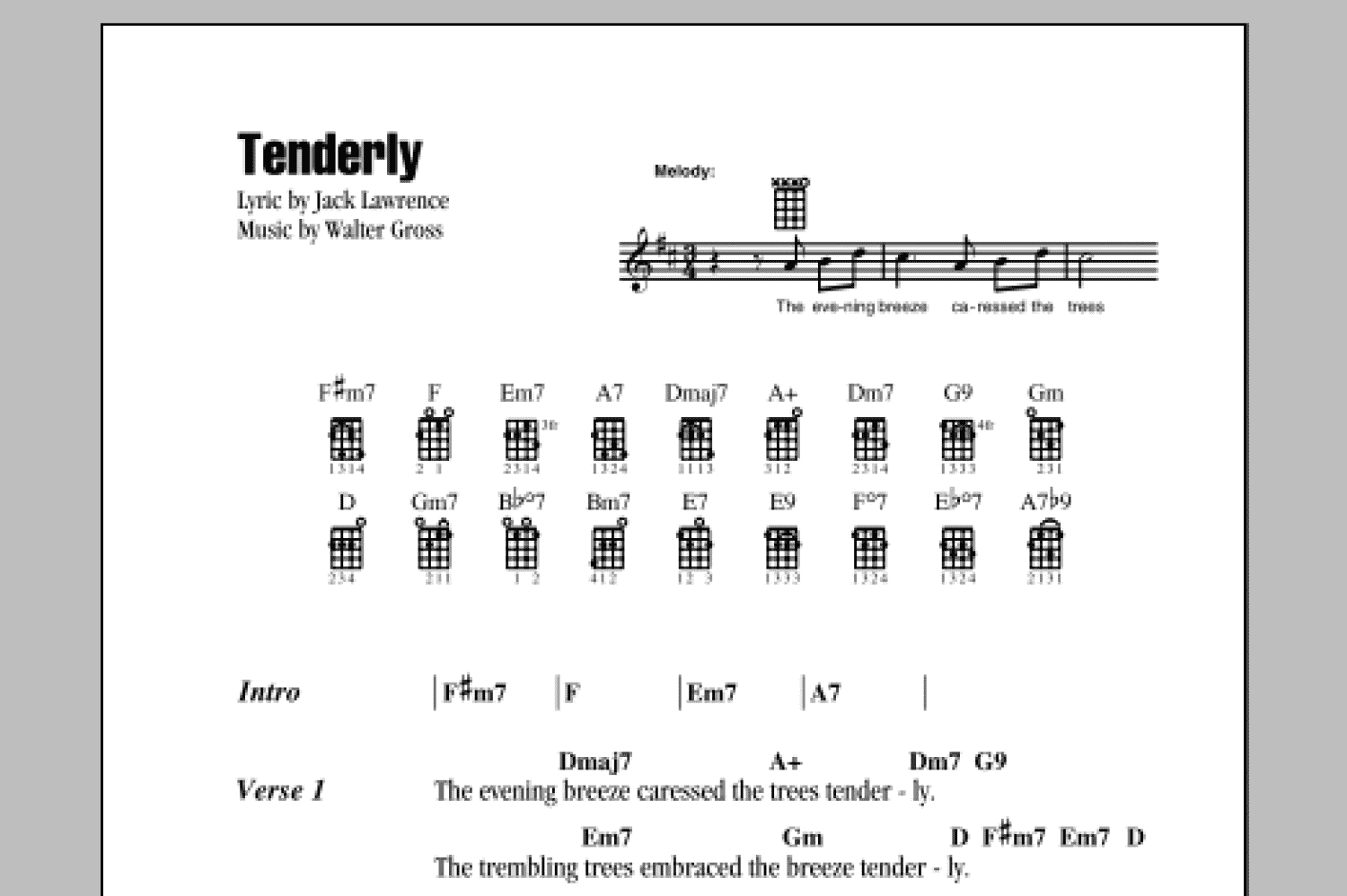 Tenderly (Ukulele Chords/Lyrics)