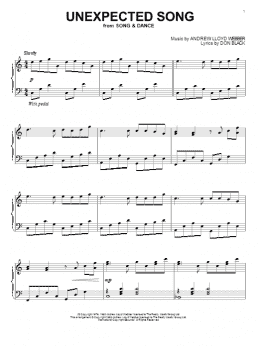 page one of Unexpected Song (from Song & Dance) (Piano Solo)