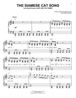 page one of The Siamese Cat Song (from Lady And The Tramp) (Easy Piano)