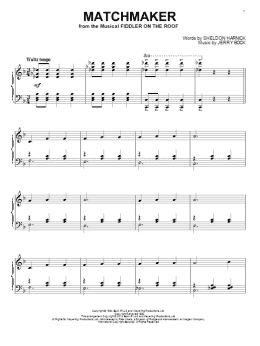 page one of Matchmaker (from Fiddler On The Roof) (Piano Solo)