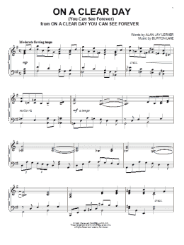 page one of On A Clear Day (You Can See Forever) (Piano Solo)