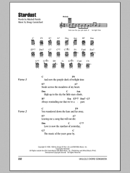 page one of Stardust (Ukulele Chords/Lyrics)