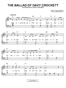 page one of The Ballad Of Davy Crockett (from Davy Crockett) (Easy Piano)