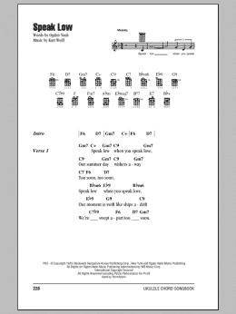 page one of Speak Low (Ukulele Chords/Lyrics)