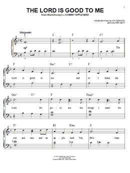 page one of The Lord Is Good To Me (from Johnny Appleseed) (Easy Piano)