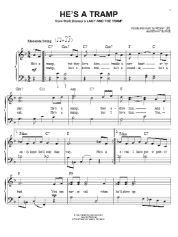 page one of He's A Tramp (from Lady And The Tramp) (Easy Piano)