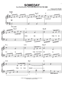 page one of Someday (from The Hunchback Of Notre Dame) (Easy Piano)