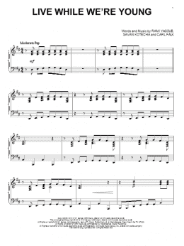 page one of Live While We're Young (Piano Solo)