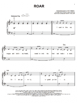 page one of Roar (Very Easy Piano)
