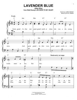 page one of Lavender Blue (Dilly Dilly) (from So Dear To My Heart) (Easy Piano)