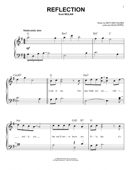 page one of Reflection (Pop Version) (from Mulan) (Easy Piano)