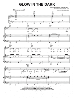 page one of Glow In The Dark (Piano, Vocal & Guitar Chords (Right-Hand Melody))