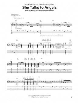 page one of She Talks To Angels (Guitar Tab)