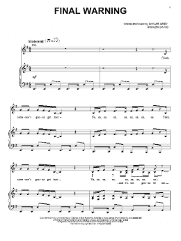 page one of Final Warning (Piano, Vocal & Guitar Chords (Right-Hand Melody))