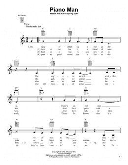 page one of Piano Man (Ukulele)