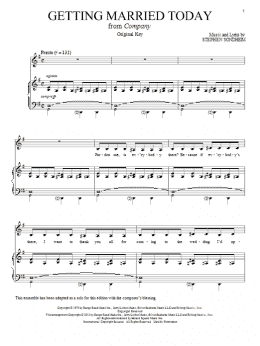 page one of Getting Married Today (from Company) (Piano & Vocal)