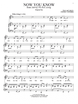 page one of Now You Know (Piano & Vocal)