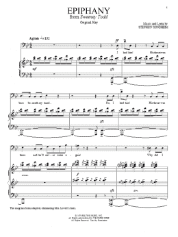 page one of Epiphany (Piano & Vocal)