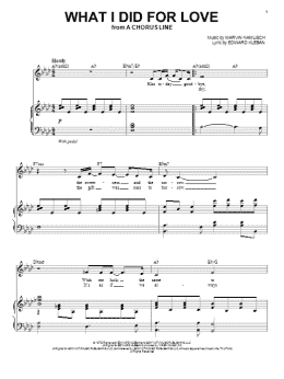 page one of What I Did For Love (from A Chorus Line) (Piano & Vocal)