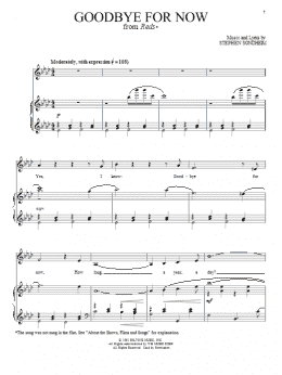 page one of Goodbye For Now (Piano & Vocal)