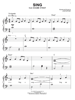 page one of Sing (Big Note Piano)