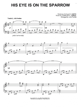 page one of His Eye Is On The Sparrow (Piano Solo)