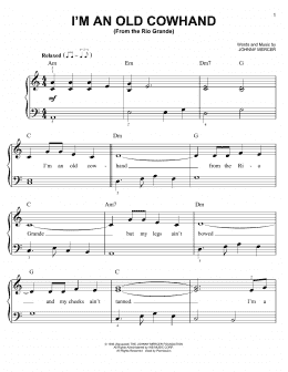 page one of I'm An Old Cowhand (From The Rio Grande) (Easy Piano)