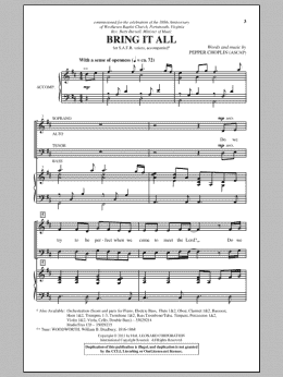 page one of Bring It All (SATB Choir)