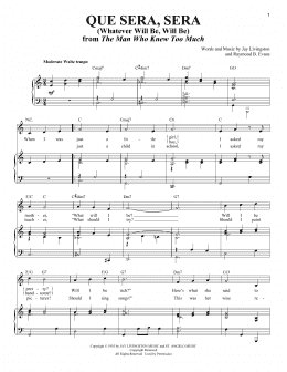 page one of Que Sera, Sera (Whatever Will Be, Will Be) (Piano & Vocal)