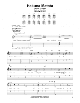 page one of Hakuna Matata (from The Lion King) (Easy Guitar Tab)