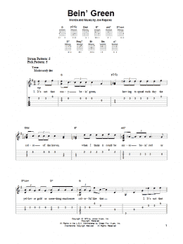 page one of Bein' Green (Easy Guitar Tab)