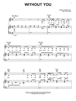 page one of Without You (Piano, Vocal & Guitar Chords (Right-Hand Melody))