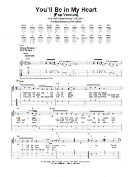 page one of You'll Be In My Heart (Pop Version) (from Tarzan) (Easy Guitar Tab)