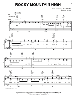 page one of Rocky Mountain High (Piano, Vocal & Guitar Chords (Right-Hand Melody))