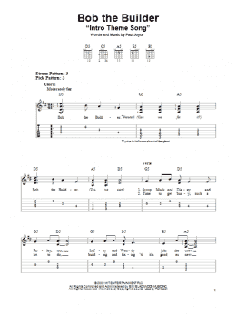 page one of Bob The Builder "Intro Theme Song" (Easy Guitar Tab)