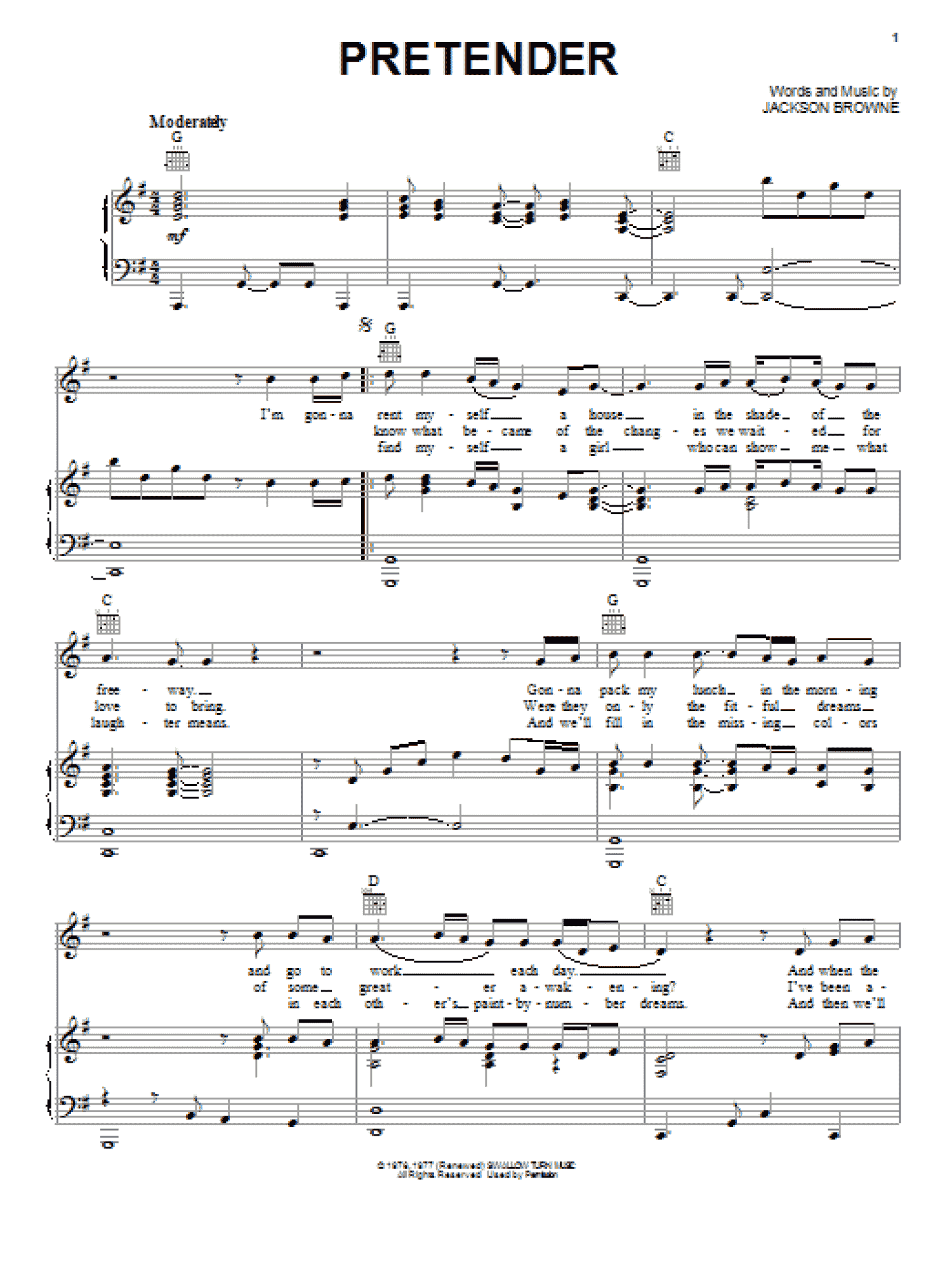 Pretender (Piano, Vocal & Guitar Chords (Right-Hand Melody))