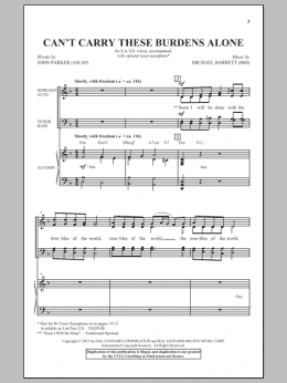 page one of Can't Carry These Burdens Alone (SATB Choir)