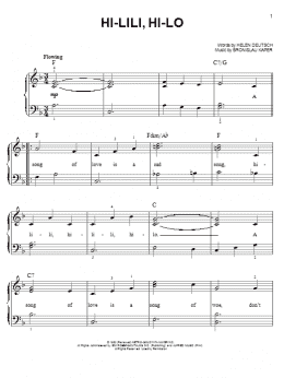 page one of Hi-Lili, Hi-Lo (Easy Piano)