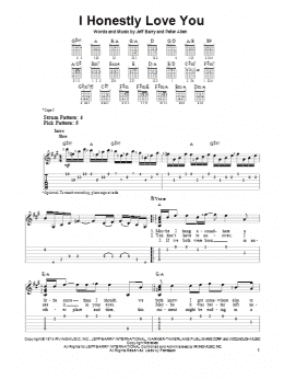 page one of I Honestly Love You (from The Boy From Oz) (Easy Guitar Tab)