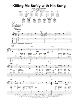 page one of Killing Me Softly With His Song (Easy Guitar Tab)