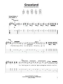 page one of Graceland (Easy Guitar Tab)
