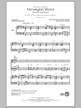 page one of Norwegian Wood (This Bird Has Flown) (SATB Choir)