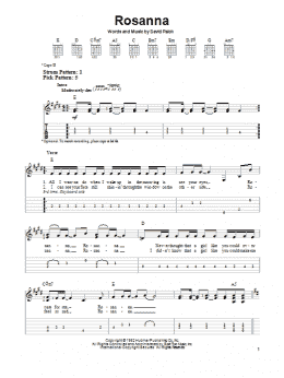 page one of Rosanna (Easy Guitar Tab)